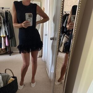 ZARA FRINGED CHECKERED KNIT DRESS